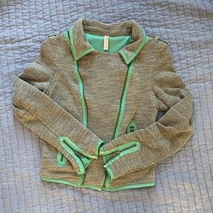 Xhilaration Zippered Colored Jacket (XS) Turquoise/Gray